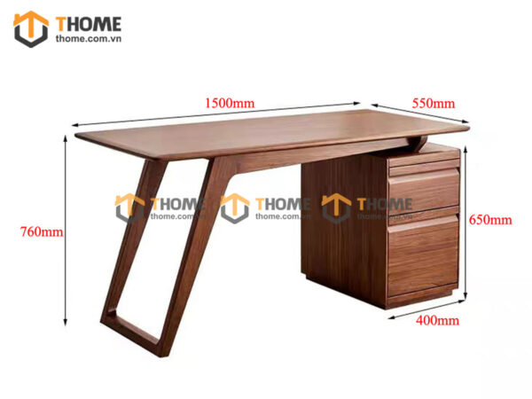 Bàn Làm Việc Gỗ Sồi Tự Nhiên 3 Hộc Kéo Chân Chéo BLV1T-29SN