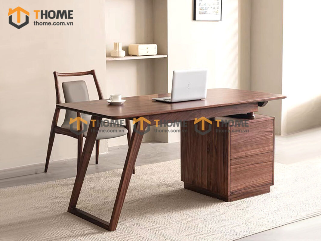 Bàn Làm Việc Gỗ Sồi Tự Nhiên 3 Hộc Kéo Chân Chéo BLV1T-29SN