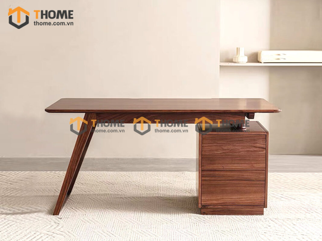 Bàn Làm Việc Gỗ Sồi Tự Nhiên 3 Hộc Kéo Chân Chéo BLV1T-29SN