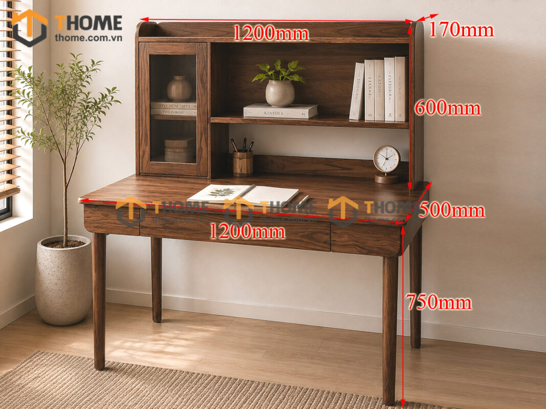 Bàn Làm Việc Góc Gỗ Sồi Tự Nhiên Como 2 Tầng BLV2T-11SN