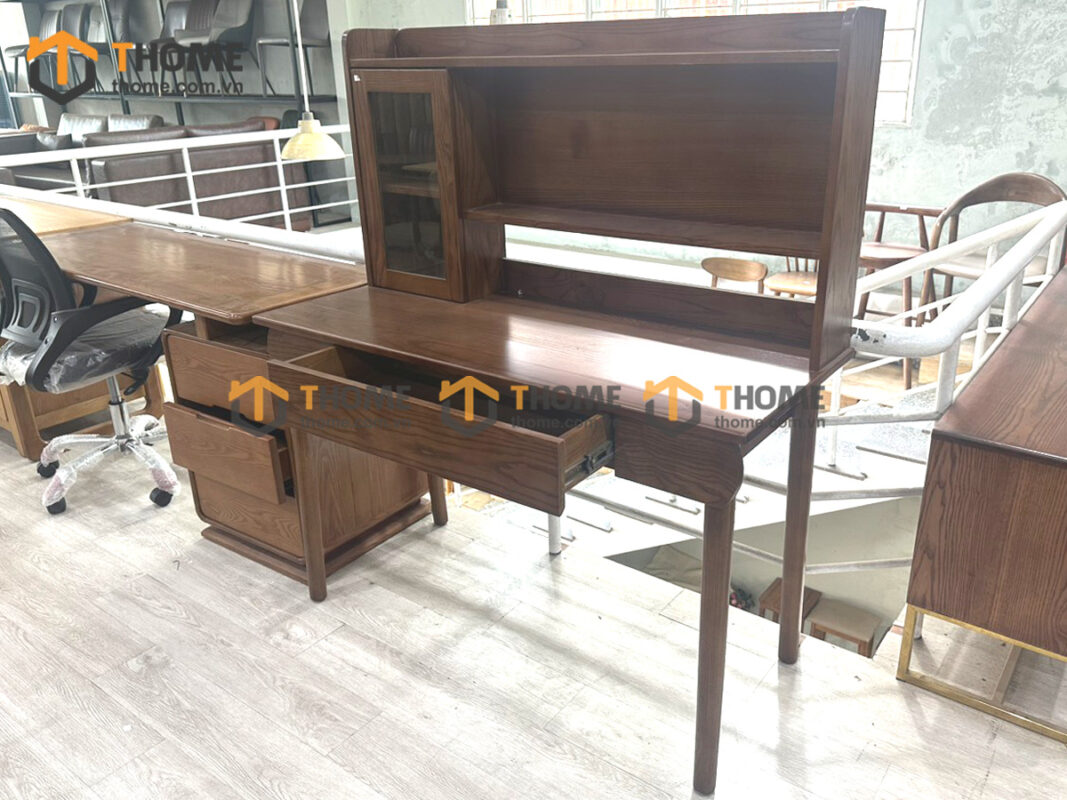 Bàn Làm Việc Góc Gỗ Sồi Tự Nhiên Como 2 Tầng BLV2T-11SN