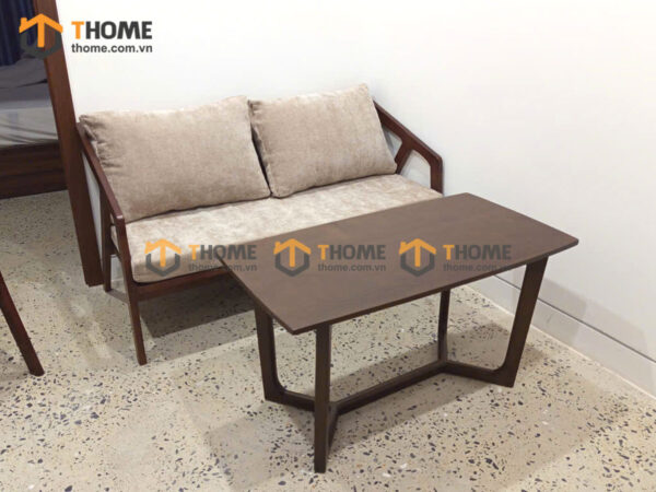 Bàn Sofa Gỗ Sồi Tự Nhiên Chân Xương Cá Mini Mặt Gỗ BSFMG-33SN