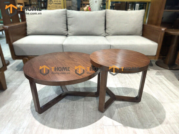 Bàn Sofa Gỗ Sồi Tự Nhiên Mẹ Bồng Con Chân Y BSFMG-35SN