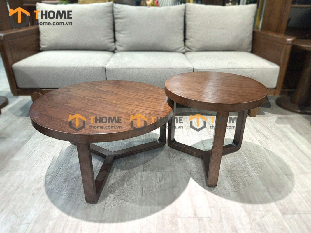 Bàn Sofa Gỗ Sồi Tự Nhiên Mẹ Bồng Con Chân Y BSFMG-35SN