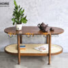 Bàn Sofa Gỗ Sồi Tự Nhiên 2 Tầng Mây Hình Xoài 1m BSFMG-37SN