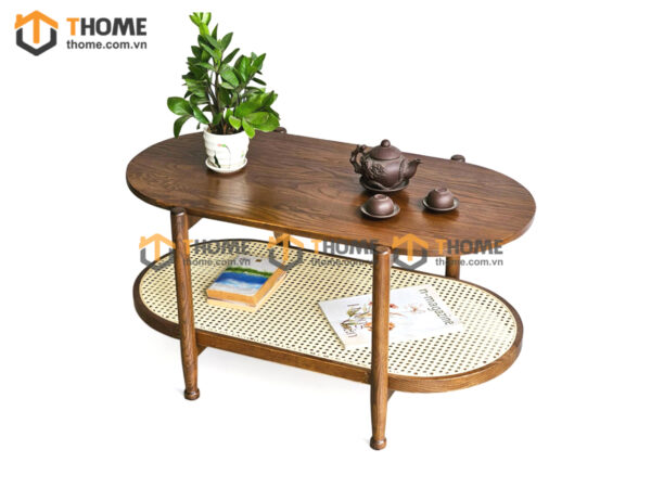 Bàn Sofa Gỗ Sồi Tự Nhiên 2 Tầng Mây Hình Xoài 1m BSFMG-37SN