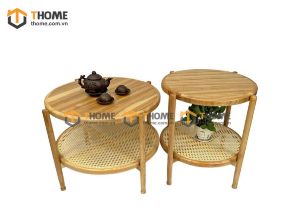 Bàn Sofa Gỗ Sồi Tự Nhiên Cặp Tròn Mây BSFMG-36SN