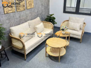 Bàn Sofa Gỗ Sồi Tự Nhiên Cặp Tròn Mây BSFMG-36SN
