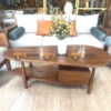 Bàn Sofa Gỗ Sồi Tự Nhiên Mặt Hình Xoài BSFMG-40SN