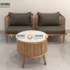 Bàn Sofa Gỗ Sồi Tự Nhiên Mặt Tròn Lan Sọc BSFMG-39SN