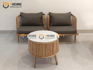 Bàn Sofa Gỗ Sồi Tự Nhiên Mặt Tròn Lan Sọc BSFMG-39SN