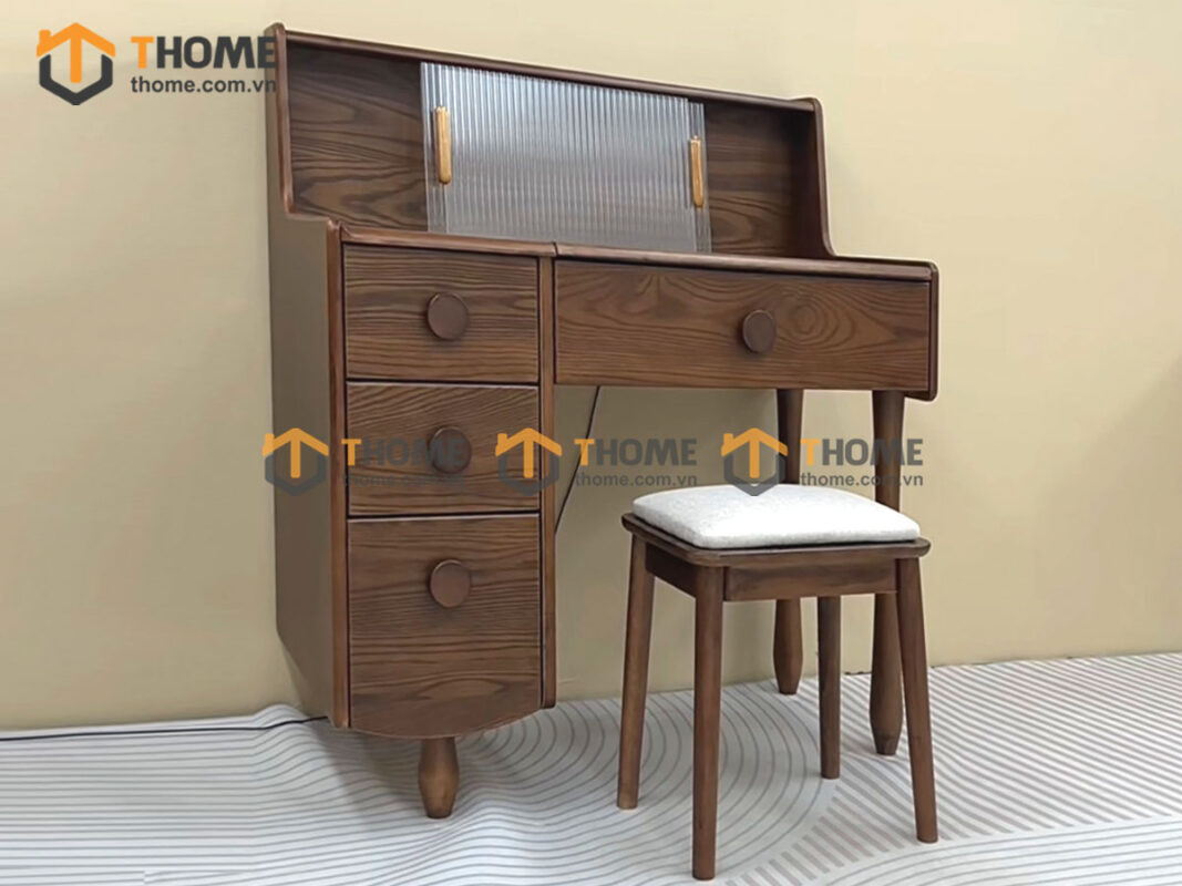 Bàn Trang Điểm Gỗ Sồi Tự Nhiên 4 Chân Bóng Chày BTD-18SN