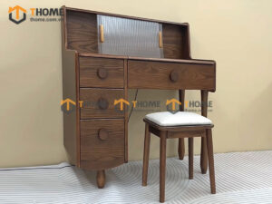 Bàn Trang Điểm Gỗ Sồi Tự Nhiên 4 Chân Bóng Chày BTD-18SN