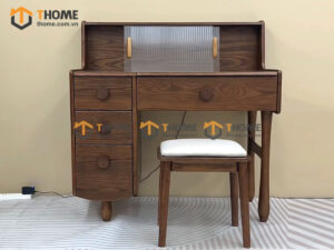 Bàn Trang Điểm Gỗ Sồi Tự Nhiên 4 Chân Bóng Chày BTD-18SN