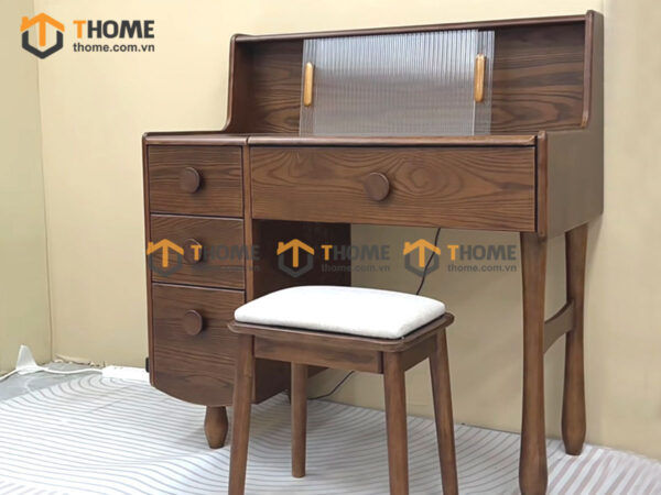 Bàn Trang Điểm Gỗ Sồi Tự Nhiên 4 Chân Bóng Chày BTD-18SN