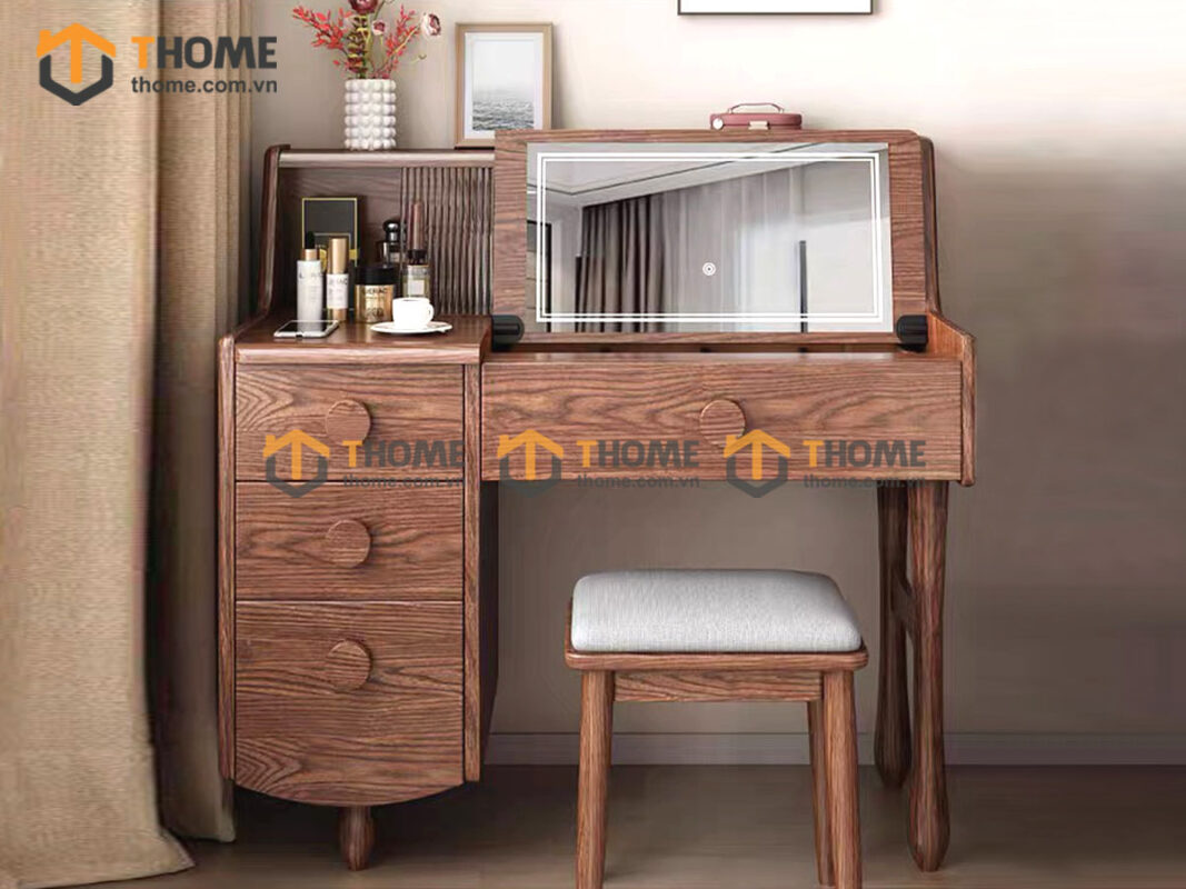 Bàn Trang Điểm Gỗ Sồi Tự Nhiên 4 Chân Bóng Chày BTD-18SN