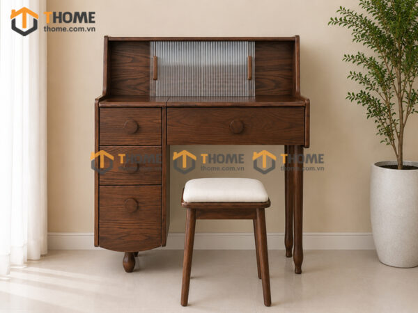 Bàn Trang Điểm Gỗ Sồi Tự Nhiên 4 Chân Bóng Chày BTD-18SN