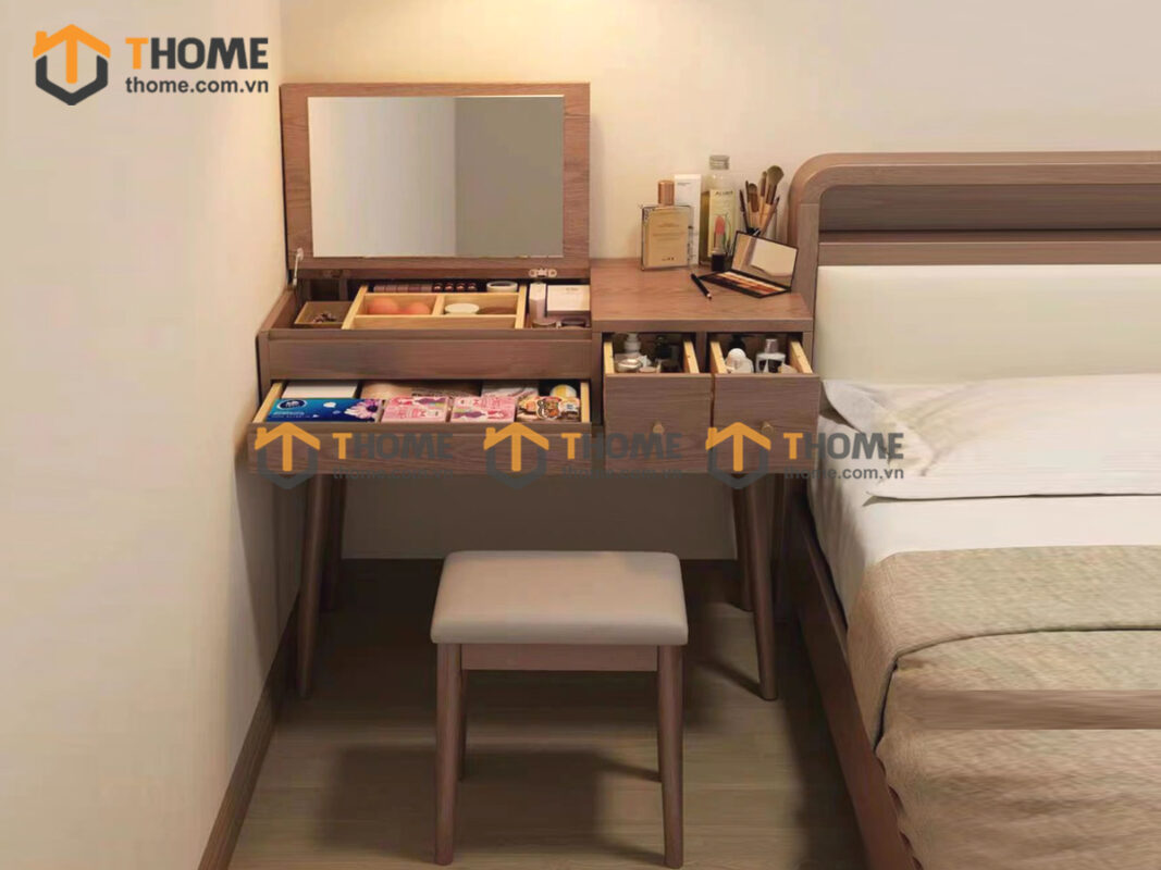 Bàn trang điểm gỗ; bàn phấn; bàn phấn đẹp; mẫu bàn trang điểm gỗ đẹp;