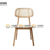 Ghế Ăn Gỗ Sồi Tự Nhiên Mặt Nệm Tựa Oval GHEMM-21SN