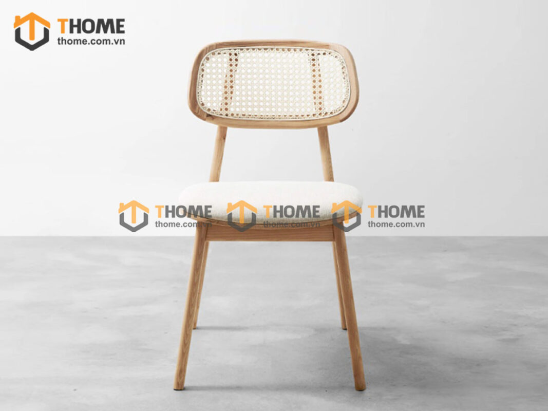 Ghế Ăn Gỗ Sồi Tự Nhiên Mặt Nệm Tựa Oval GHEMM-21SN