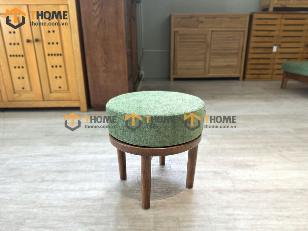 Ghế Đôn Gỗ Sồi Tự Nhiên Mặt Nệm GHEDONMN-07SN