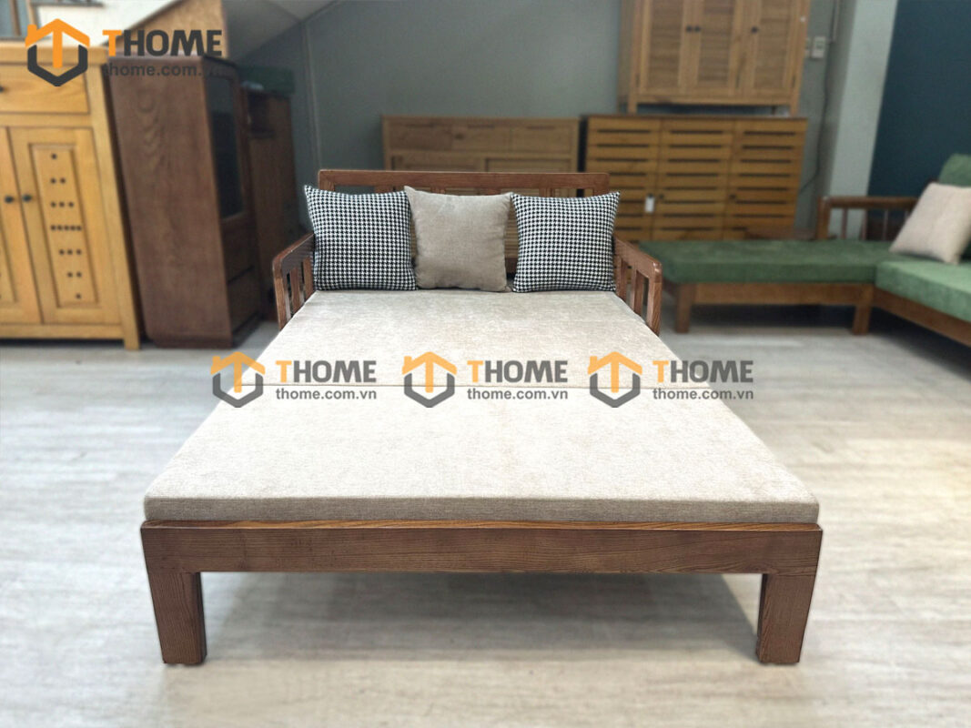 Sofa Giường Gỗ Sồi Tự Nhiên Hai Người SFB-08SN