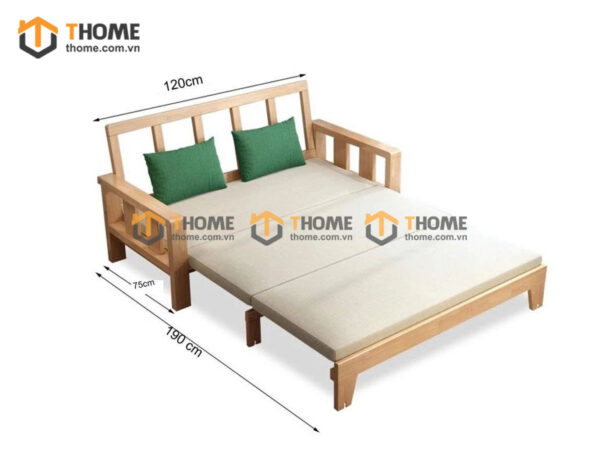 Sofa Giường Gỗ Sồi Tự Nhiên Hai Người SFB-08SN