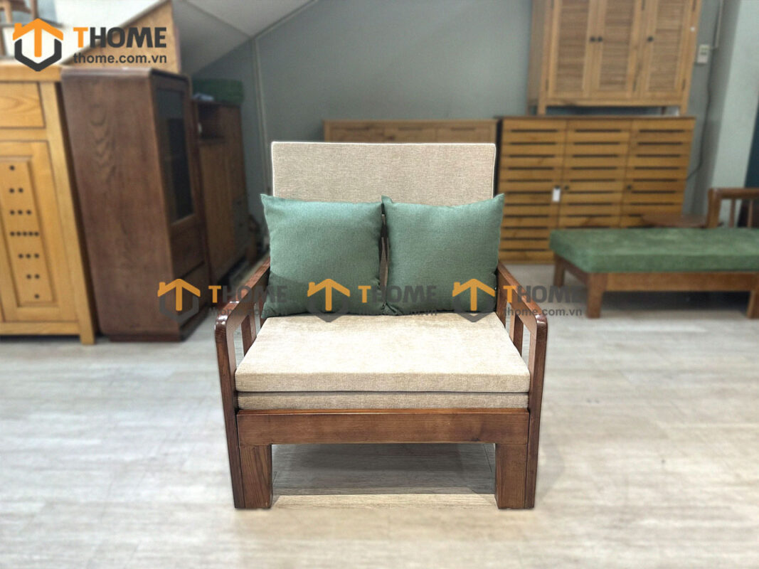 Sofa Giường Gỗ Sồi Tự Nhiên Một Người SFB-07SN