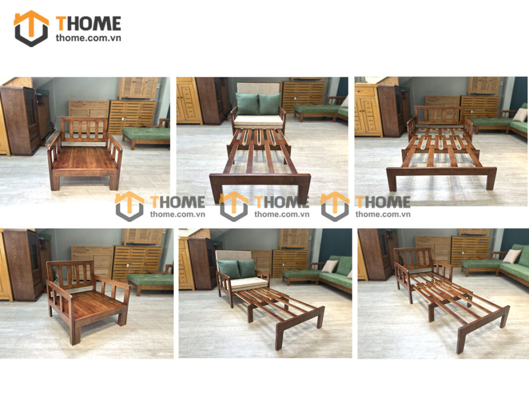 Sofa Giường Gỗ Sồi Tự Nhiên Một Người SFB-07SN