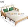 Sofa Giường Gỗ Sồi Tự Nhiên Một Người SFB-07SN