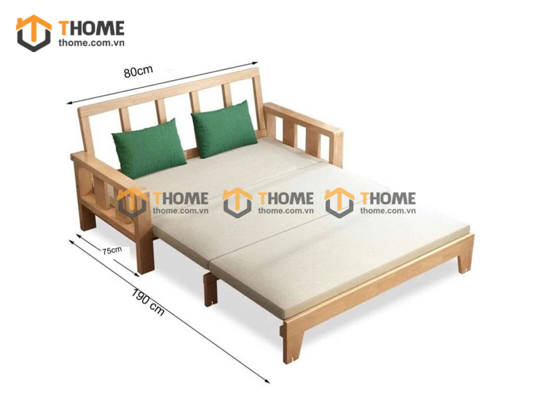 Sofa Giường Gỗ Sồi Tự Nhiên Một Người SFB-07SN