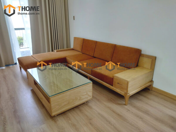 Sofa Gỗ Sồi Tự Nhiên Chân Thẳng Toto Màu Óc Chó SFĐ-41SN