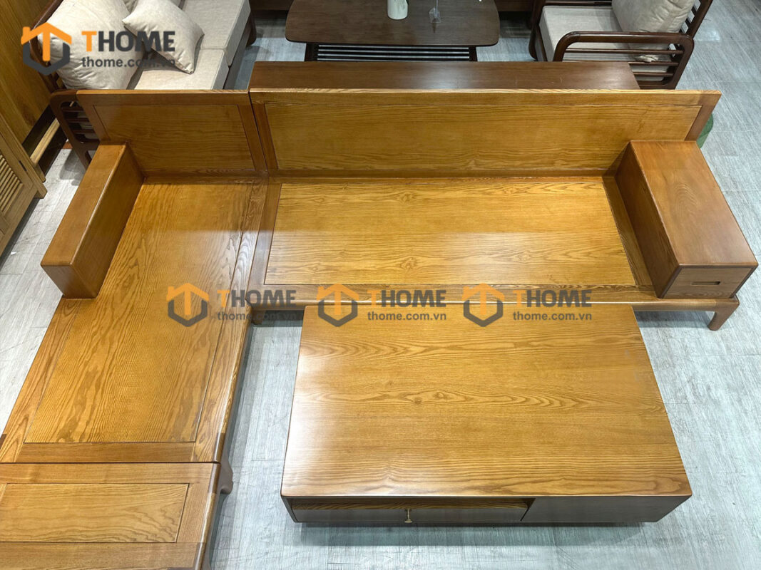 Sofa Gỗ Sồi Tự Nhiên Chân Thẳng Toto Màu Óc Chó SFĐ-41SN