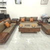 Sofa Gỗ Sồi Tự Nhiên Chân Vặn 5 Món Màu Óc Chó SFĐ-40SN
