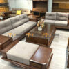 Sofa Gỗ Sồi Tự Nhiên Chân Vặn 5 Món Màu Óc Chó SFĐ-40SN