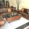 Sofa Gỗ Sồi Tự Nhiên Chân Vặn 5 Món Màu Óc Chó SFĐ-40SN