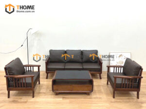 Sofa Vin Gỗ Sồi Tự Nhiên Tay Khoét 1.8m màu óc chó SFT-34SN
