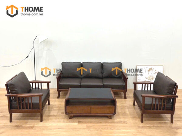 Sofa Vin Gỗ Sồi Tự Nhiên Tay Khoét 1.8m màu óc chó SFT-34SN