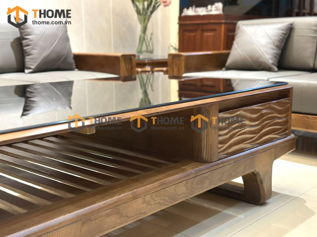 Sofa Gỗ Sồi Tự Nhiên Dragon 5 Món Màu Óc Chó SFĐ-36SN