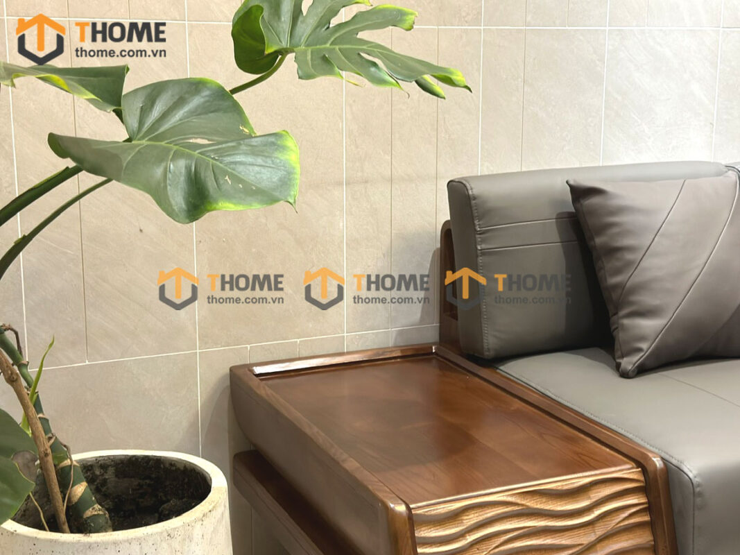 Sofa Gỗ Sồi Tự Nhiên Dragon 5 Món Màu Óc Chó SFĐ-36SN