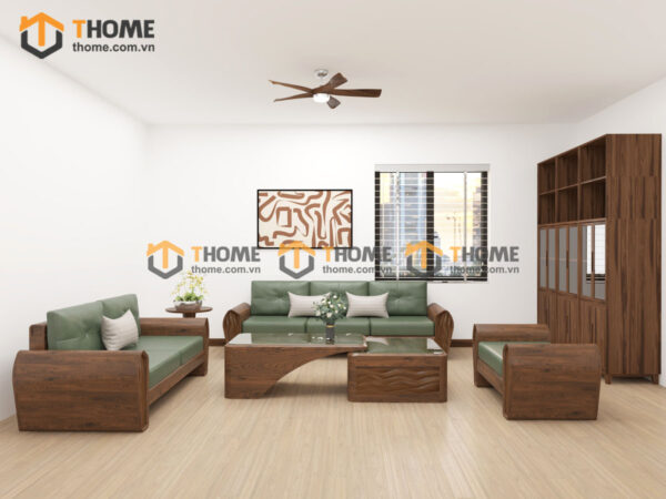 Sofa Gỗ Sồi Tự Nhiên Phonix Chân Vát Màu Óc Chó SFĐ-37SN