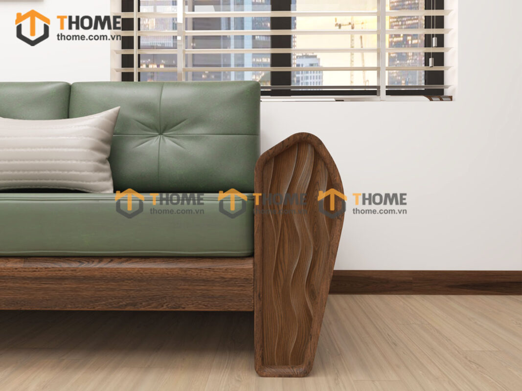 Sofa Gỗ Sồi Tự Nhiên Phonix Chân Vát Màu Óc Chó SFĐ-37SN