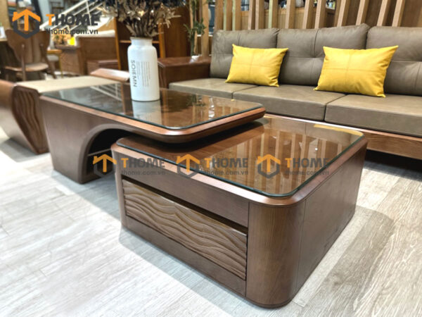 Sofa Gỗ Sồi Tự Nhiên Phonix Chân Vát Màu Óc Chó SFĐ-37SN