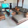 Sofa Gỗ Sồi Tự Nhiên Chân Đùi Gà Óc Màu Óc Chó SFĐ-39SN