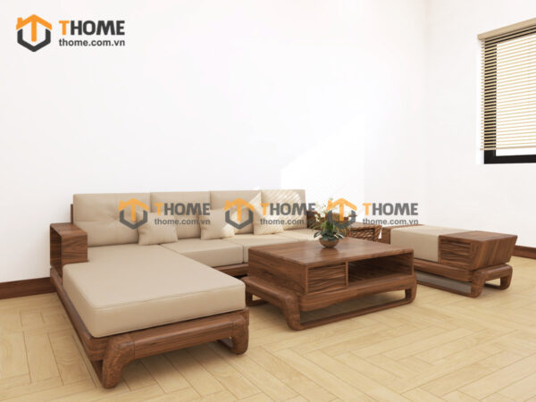 Sofa Gỗ Sồi Tự Nhiên Chân Đùi Gà Óc Màu Óc Chó SFĐ-39SN