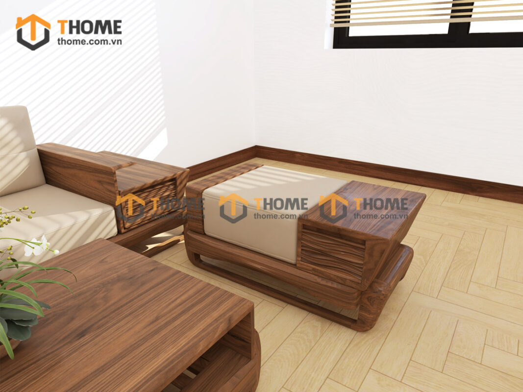 Sofa Gỗ Sồi Tự Nhiên Chân Đùi Gà Óc Màu Óc Chó SFĐ-39SN