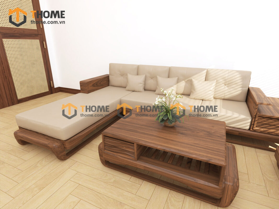 Sofa Gỗ Sồi Tự Nhiên Chân Đùi Gà Óc Màu Óc Chó SFĐ-39SN