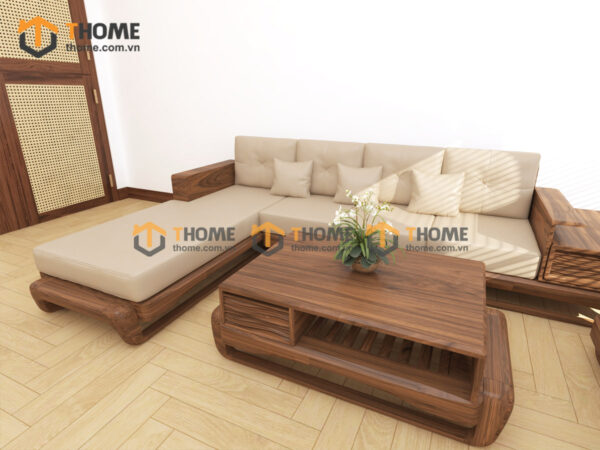 Sofa Gỗ Sồi Tự Nhiên Chân Đùi Gà Óc Màu Óc Chó SFĐ-39SN