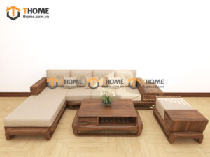 Sofa Gỗ Sồi Tự Nhiên Chân Đùi Gà Óc Màu Óc Chó SFĐ-39SN