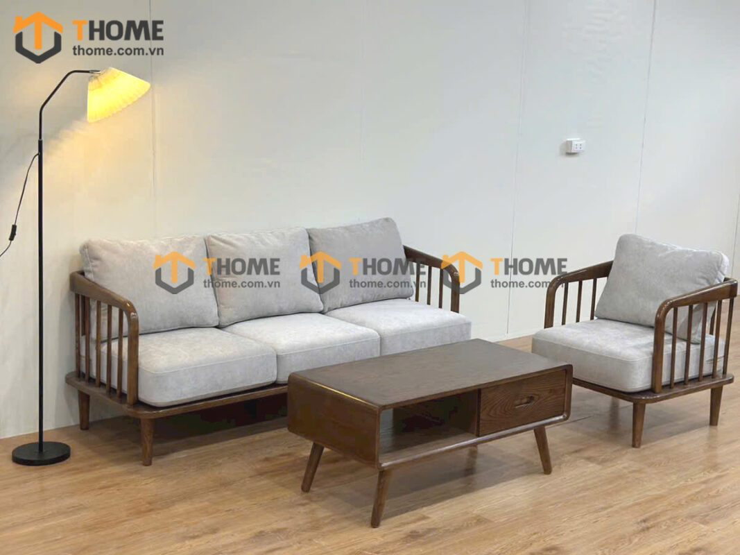 Sofa Dior Tay Chồng Gỗ Sồi Tự Nhiên SFT-35SN